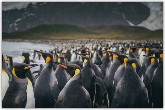 サウスジョージア島・ゴールドハーバーに集う大規模なキングペンギンのコロニー（撮影：デイブ・メロン）
